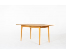 Table de repas rectangulaire en frêne – Design René Jean Caillette, éditée par Charron 1950