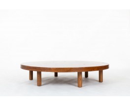 Table basse ronde grand modèle en chêne 1950