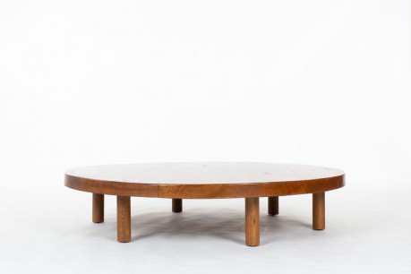 Round coffee table large model in oak 1950