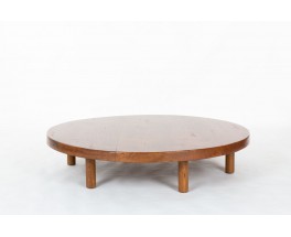 Table basse ronde grand modèle en chêne 1950