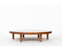 Table basse ronde grand modèle en chêne 1950