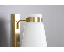 Wall lights by Stilnovo in brass and opaline glass 1950 set of 2