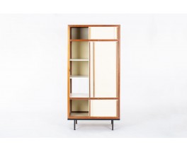Andre Sornay wardrobe in mahogany and beige panels 1960