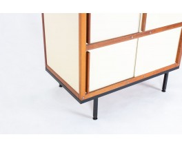 Armoire André Sornay en acajou et panneaux beige 1960