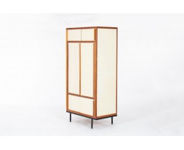 Andre Sornay wardrobe in mahogany and beige panels 1960