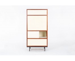 Andre Sornay wardrobe in mahogany and beige panels 1960