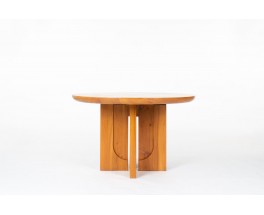 Luigi Gorgoni round dining table in elm edition Roche Bobois 1980
