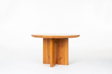 Table de repas ronde Luigi Gorgoni en orme édition Roche Bobois 1980