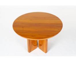 Luigi Gorgoni round dining table in elm edition Roche Bobois 1980