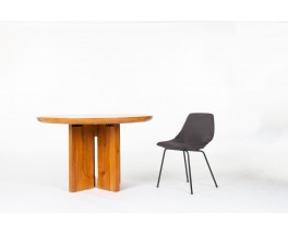 Luigi Gorgoni round dining table in elm edition Roche Bobois 1980