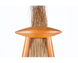 Elm and rattan armchair ethnic design 1980