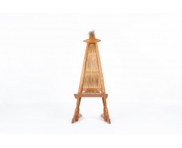 Elm and rattan armchair ethnic design 1980
