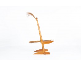 Elm and rattan armchair ethnic design 1980