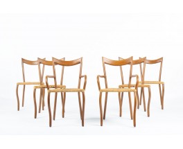 Val Padilla chairs model Manila in rope and wood edition Jasper Conran 1970 set of 6