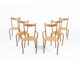 Chaises Val Padilla modèle Manila corde et bois édition Jasper Conran 1970 set de 6