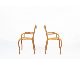 Chaises Val Padilla modèle Manila corde et bois édition Jasper Conran 1970 set de 6