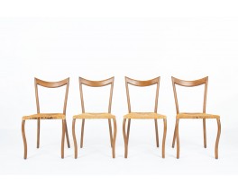 Val Padilla chairs model Manila in rope and wood edition Jasper Conran 1970 set of 6