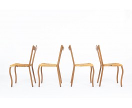 Chaises Val Padilla modèle Manila corde et bois édition Jasper Conran 1970 set de 6