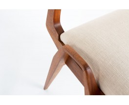 Chaises Maurice Pré acajou et coton beige 1950 set de 6