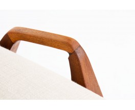 Chaises Maurice Pré acajou et coton beige 1950 set de 6