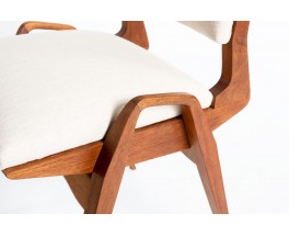 Maurice Pre chairs in mahogany and beige cotton 1950 set of 6