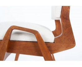 Maurice Pre chairs in mahogany and beige cotton 1950 set of 6