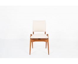 Chaises Maurice Pré acajou et coton beige 1950 set de 6