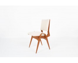 Chaises Maurice Pré acajou et coton beige 1950 set de 6