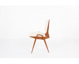 Maurice Pre chairs in mahogany and beige cotton 1950 set of 6