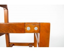 Chaises en orme et cuir édition Maison Regain 1980 set de 6