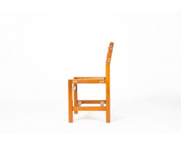 Chaises en orme et cuir édition Maison Regain 1980 set de 6