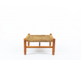 Adrien Audoux and Frida Minet coffee table in straw and natural wood edition Vibo 1950