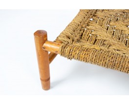 Adrien Audoux and Frida Minet coffee table in straw and natural wood edition Vibo 1950