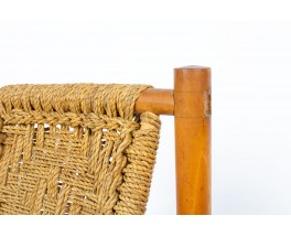 Audoux Minet low chairs wood and rope edition Vibo Vesoul 1950 set of 2