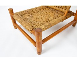 Audoux Minet low chairs wood and rope edition Vibo Vesoul 1950 set of 2