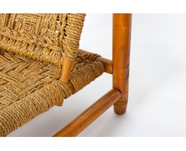Audoux Minet low chairs wood and rope edition Vibo Vesoul 1950 set of 2
