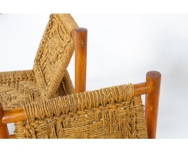 Audoux Minet low chairs wood and rope edition Vibo Vesoul 1950 set of 2