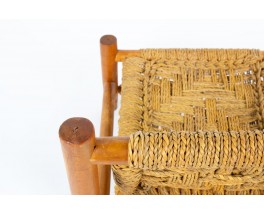 Audoux Minet low chairs wood and rope edition Vibo Vesoul 1950 set of 2