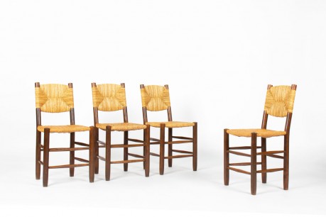Chaises Charlotte Perriand modèle Bauche n°19 édition Steph Simon 1950 set de 4