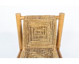 Audoux Minet low chairs wood and rope edition Vibo Vesoul 1950 set of 2