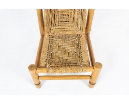 Audoux Minet low chairs wood and rope edition Vibo Vesoul 1950 set of 2