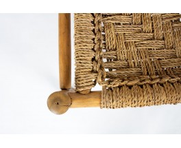 Audoux Minet low chairs wood and rope edition Vibo Vesoul 1950 set of 2