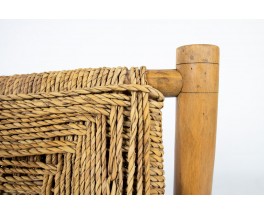 Audoux Minet low chairs wood and rope edition Vibo Vesoul 1950 set of 2
