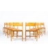 Chairs in elm and leather edition Maison Regain 1980 set of 8