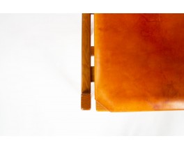 Chaises en orme et cuir édition Maison Regain 1980 set de 8