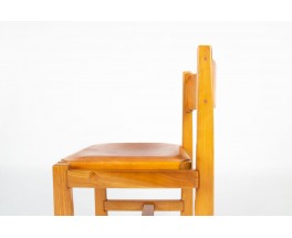 Chaises en orme et cuir édition Maison Regain 1980 set de 8