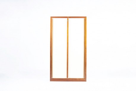 Armoire André Sornay en acajou et panneaux beige 1960