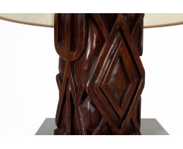 Lampe de table vintage en iroko sculpté – Design africain