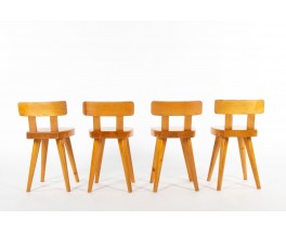 Suite de 4 chaises Méribel par Christian Durupt – Modèle vintage en pin 1960
