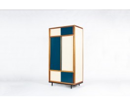 Armoire André Sornay en acajou et laque blanche 1960